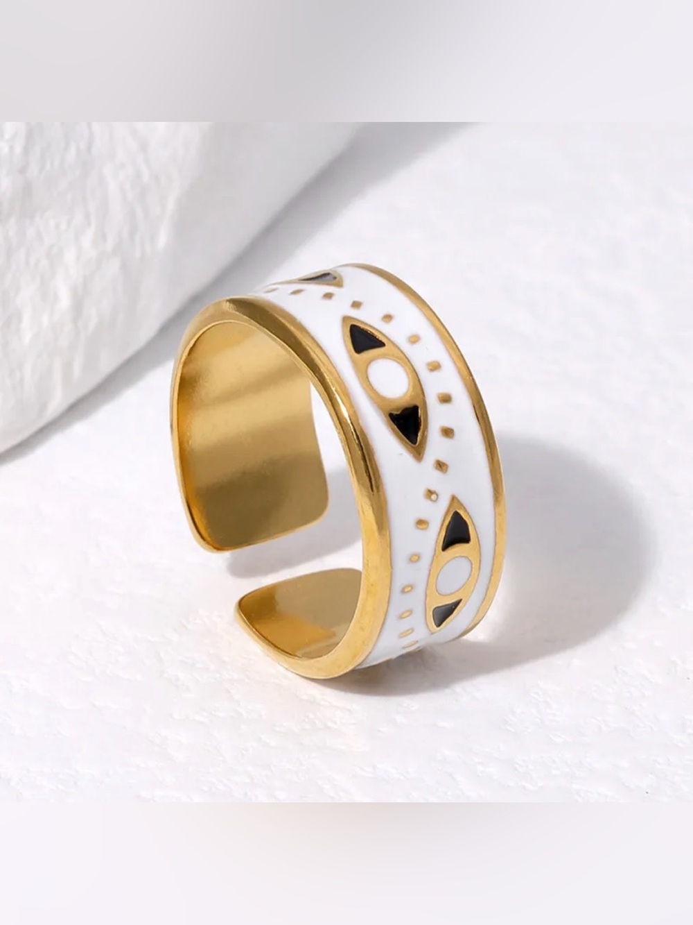 Gold Evil Eye Ring | PVD-Coated Stainless Steel